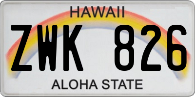 HI license plate ZWK826