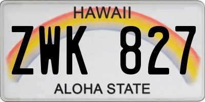 HI license plate ZWK827