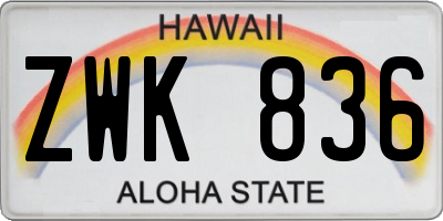 HI license plate ZWK836