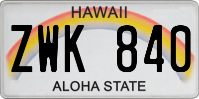 HI license plate ZWK840
