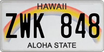 HI license plate ZWK848