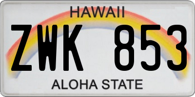 HI license plate ZWK853