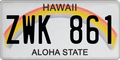 HI license plate ZWK861