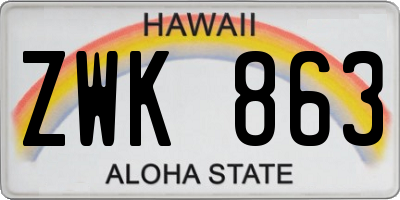 HI license plate ZWK863