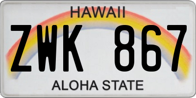 HI license plate ZWK867