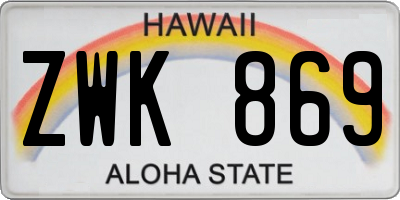 HI license plate ZWK869