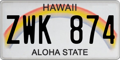 HI license plate ZWK874