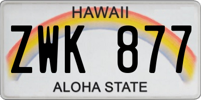 HI license plate ZWK877