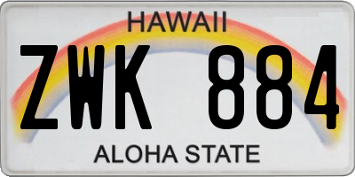 HI license plate ZWK884