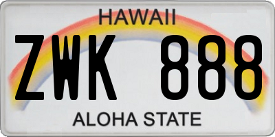 HI license plate ZWK888