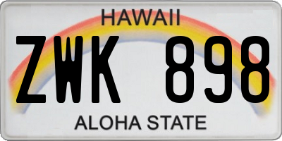 HI license plate ZWK898