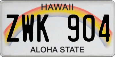 HI license plate ZWK904