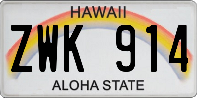 HI license plate ZWK914