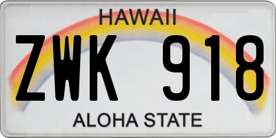 HI license plate ZWK918