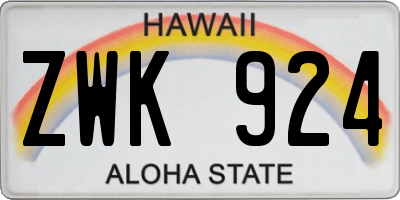 HI license plate ZWK924