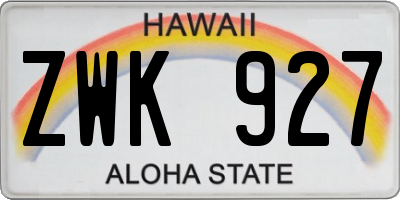 HI license plate ZWK927