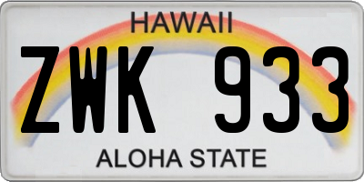 HI license plate ZWK933