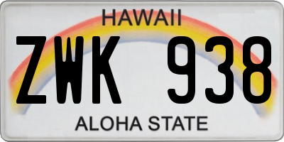 HI license plate ZWK938