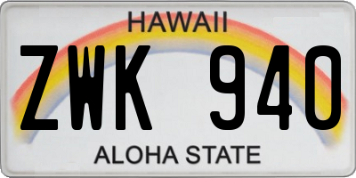 HI license plate ZWK940