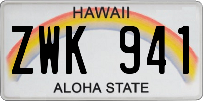 HI license plate ZWK941