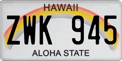HI license plate ZWK945