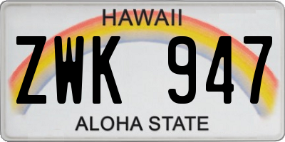 HI license plate ZWK947
