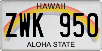 HI license plate ZWK950