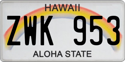 HI license plate ZWK953