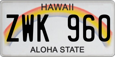 HI license plate ZWK960