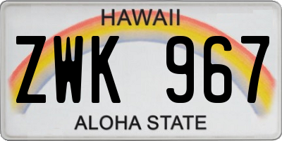 HI license plate ZWK967