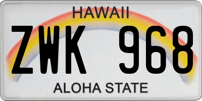 HI license plate ZWK968