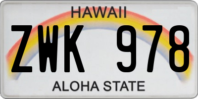 HI license plate ZWK978