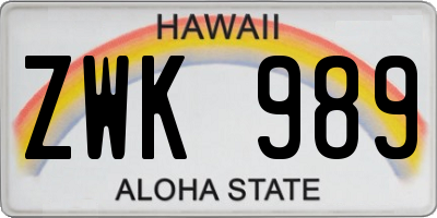 HI license plate ZWK989