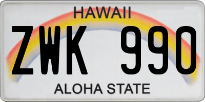 HI license plate ZWK990