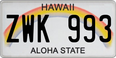 HI license plate ZWK993