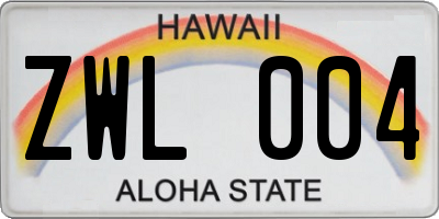 HI license plate ZWL004