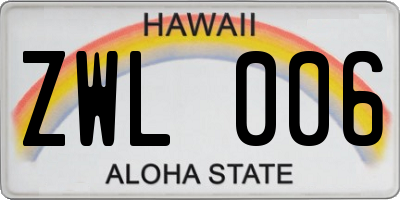 HI license plate ZWL006