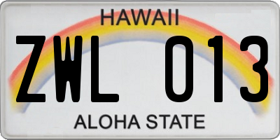HI license plate ZWL013