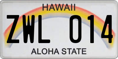 HI license plate ZWL014
