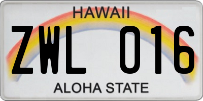 HI license plate ZWL016