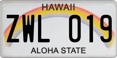 HI license plate ZWL019