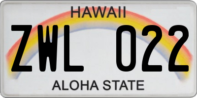 HI license plate ZWL022
