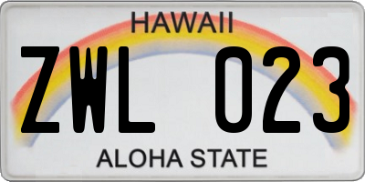 HI license plate ZWL023