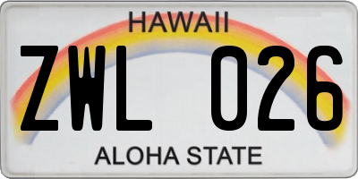 HI license plate ZWL026