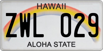 HI license plate ZWL029