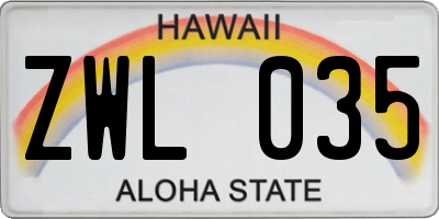 HI license plate ZWL035