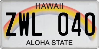 HI license plate ZWL040