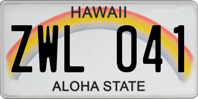 HI license plate ZWL041