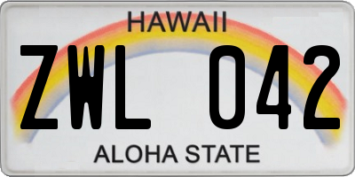 HI license plate ZWL042