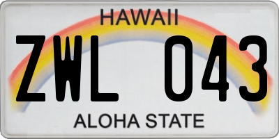 HI license plate ZWL043